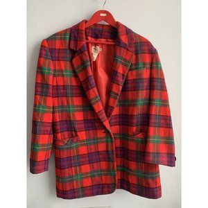 Vintage  Nygard International Women's Jacket Blazer Bright Plaid Pockets Sz 8